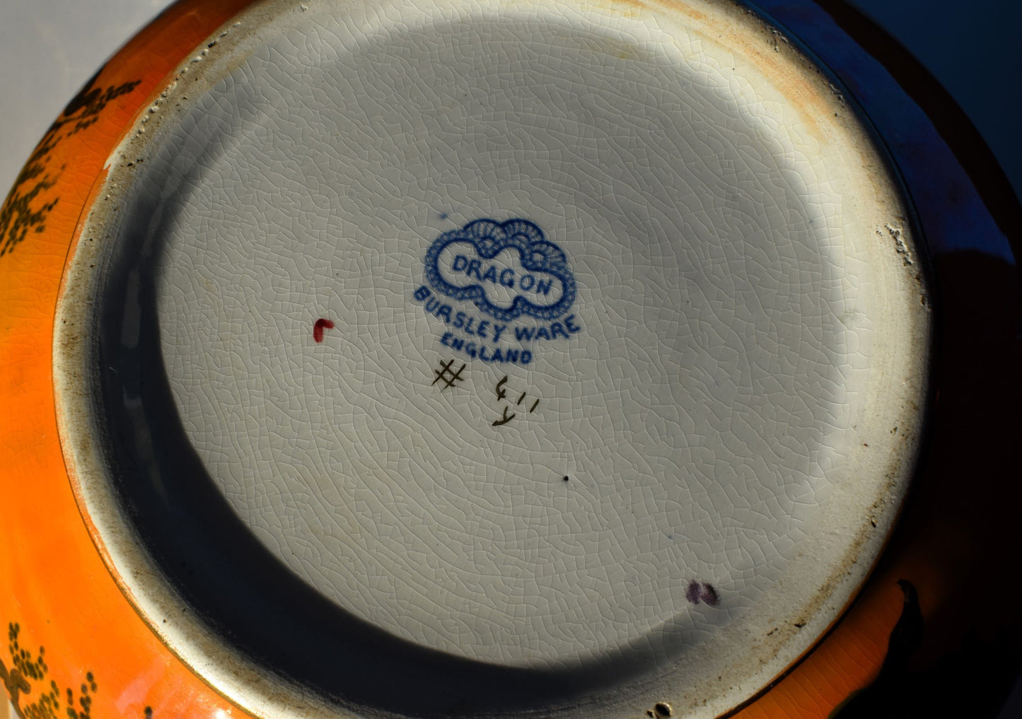 The base shows the chamber pot was made by Bursley in England