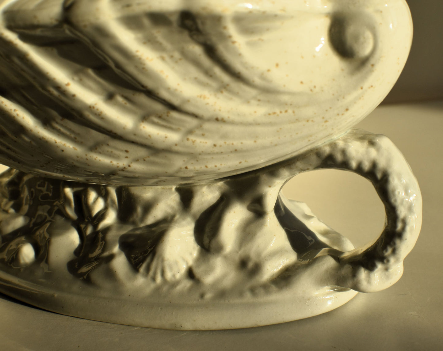 Close-up of a ceramic bowl with textured surface