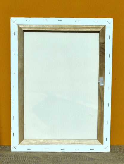 The back of the painting is white canvas