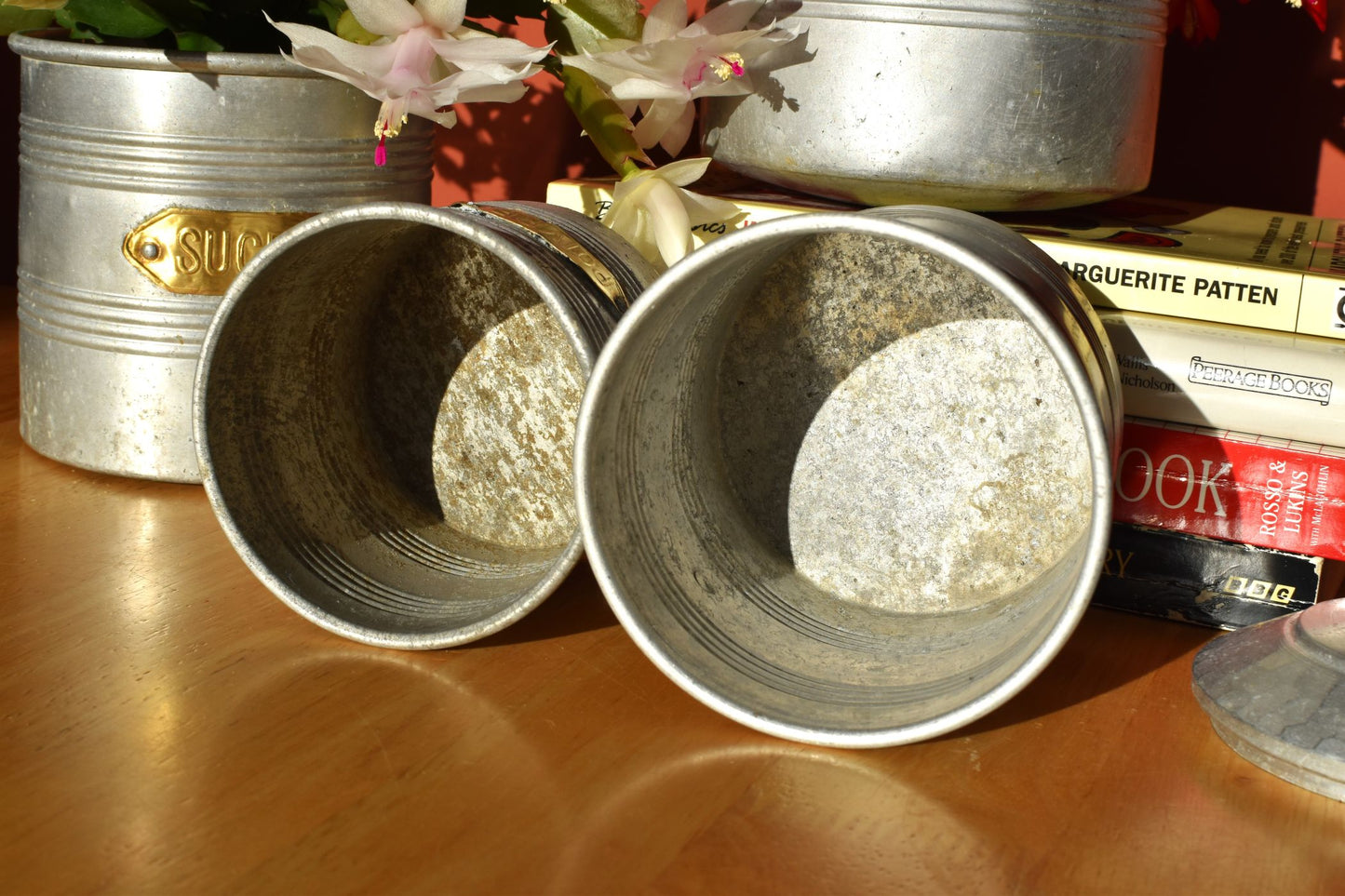 the inside of the tins is well aged